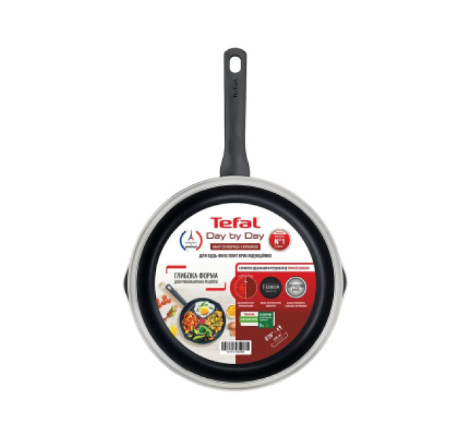 Tefal Сковорода Tefal Day by Day 28 см, з кришкою, алюміній, бакеліт, скло, чорний (B5580623UA)