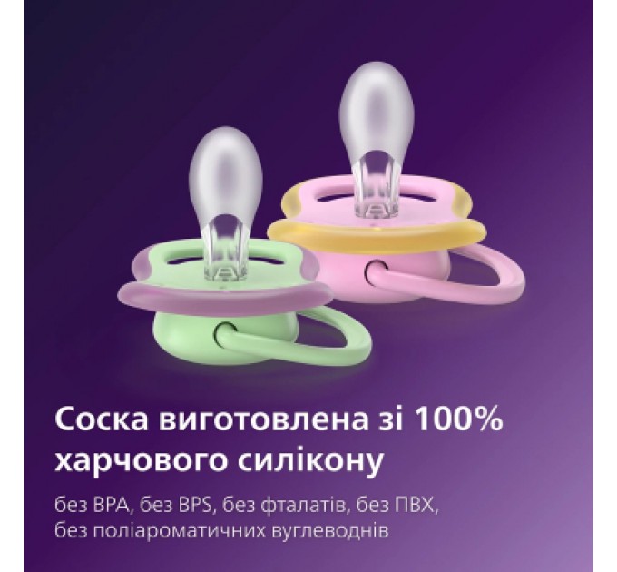 Пустушка Philips AVENT Ultra Air, 6-18 міс., салатово-рожева (SCF087/13)