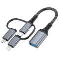 XoKo Дата кабель OTG USB 3.0 AF to USB-C + Micro 5P + Lightning 0.11m 60W XoKo (XK-AC-155)