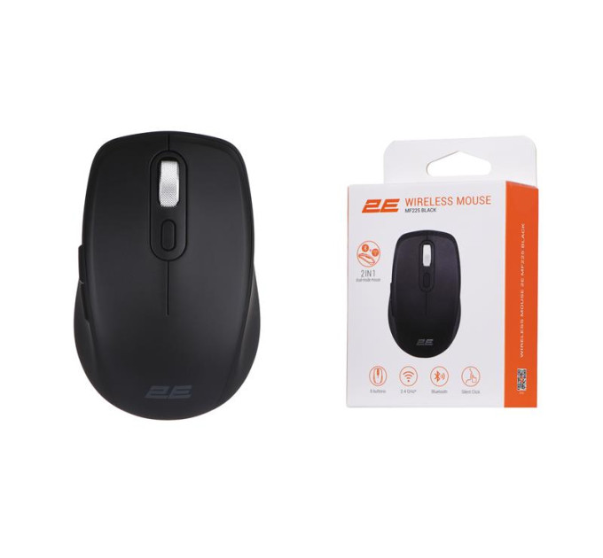 2E Мишка 2E MF225 Silent Wireless/Bluetooth Black (2E-MF225WBK)