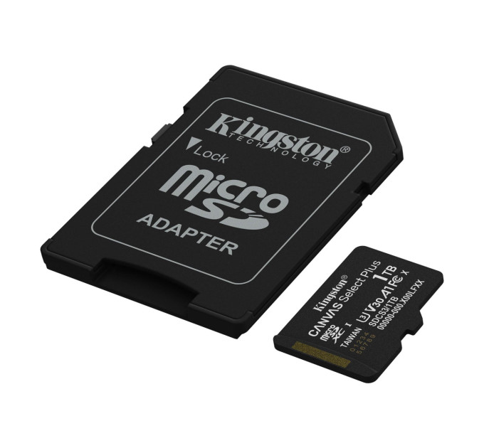 Kingston Карта пам`яті MicroSDXC 1TB UHS-I Class 10 Kingston Canvas Select Plus R150MB/s + SD адаптер (SDCS3/1TB)