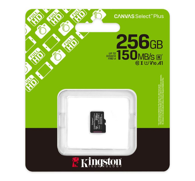 Kingston Карта пам`яті MicroSDXC 256GB UHS-I Class 10 Kingston Canvas Select Plus R150MB/s (SDCS3/256GBSP)