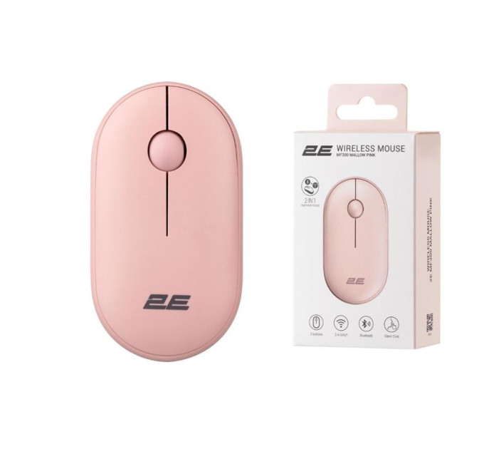 2E Мишка 2E MF300 Silent Wireless/Bluetooth Mallow Pink (2E-MF300WPN)