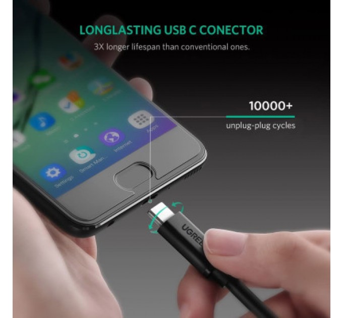 Дата кабель USB-C to USB-C 1.0m USB 3.1Gen2 100W US353 Black Ugreen (10387)