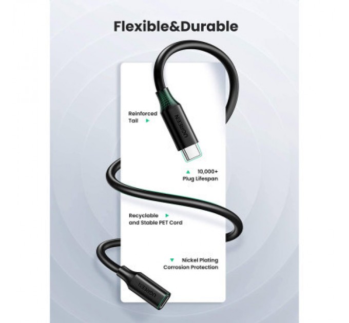 Дата кабель USB-C to USB-C 1.0m USB 3.1Gen2 100W US353 Black Ugreen (10387)