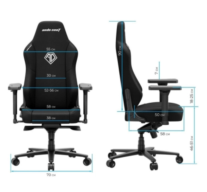 AndaSeat Крісло ігрове AndaSeat Phantom 3 Fabric Size XL Dark Gray (AD18XL-52-GB-F-G01)