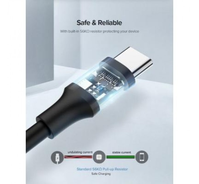 Дата кабель USB 2.0 AM to Type-C 2.0m US287 Black Ugreen (60118)