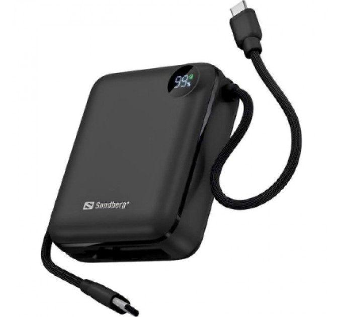 Батарея універсальна Sandberg 10000mAh PD/3.1/20W, QC/3.0, USB-C In/Out, with 2 cables USB-C (421-26)