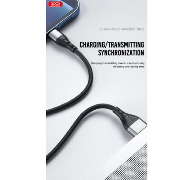 XO Дата кабель USB 2.0 AM to Lightning 1.0m 2.4A double-side grey XO (NB188-L-1-GR)