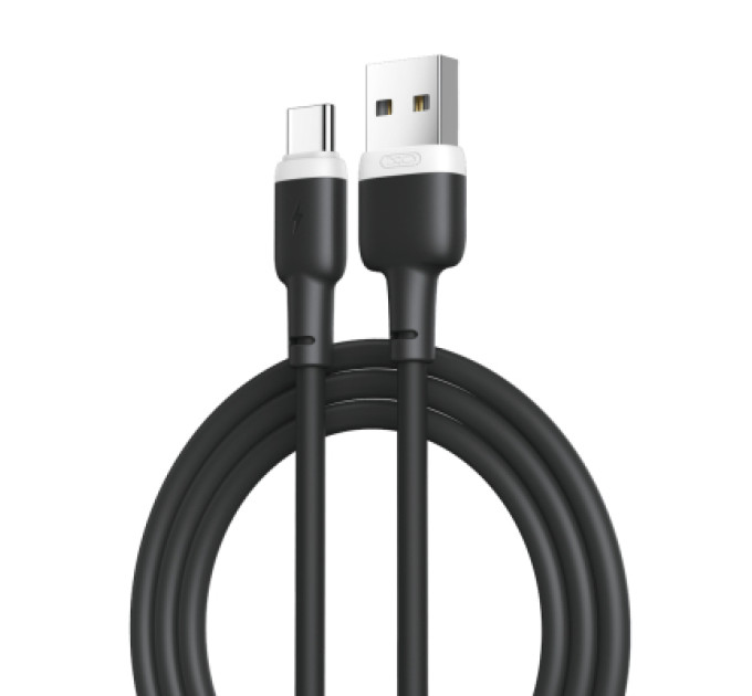 XO Дата кабель USB 2.0 AM to USB-C 1.0m 2.1A silicone black XO (NB208-TC-1-BK)