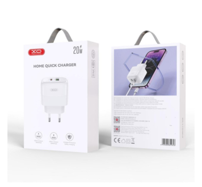 XO Зарядний пристрій XO 1xUSB QC3.0 + 1xUSB-C PD20W (XO-QC37)