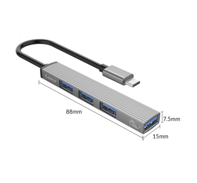 Концентратор Orico Type-C to USB3.0, 3xUSB2.0 (AH-13-GY-BP) (CA913534)