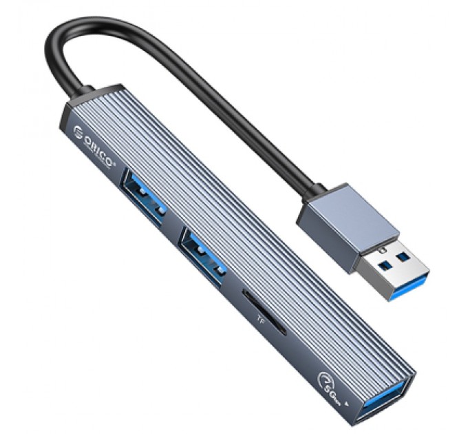 Концентратор Orico USB-A to USB3.0, 2xUSB2.0, TF (AH-A12F-GY-BP) (CA913770)