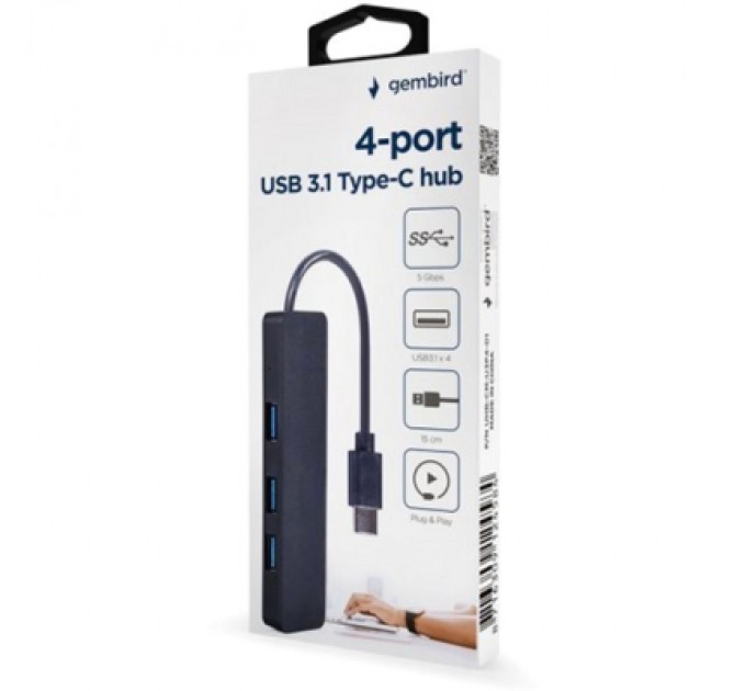 Gembird Концентратор Gembird USB-C UHB-U3P4-01 4 ports USB 3.1 (UHB-CM-U3P4-01)