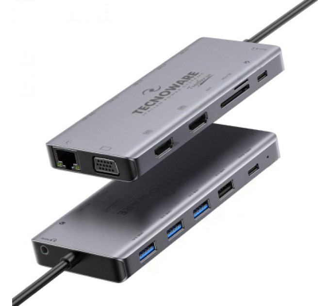 TECNOWARE Порт-реплікатор TECNOWARE Dock Station USB TYPE-C 13 in 1 Adapter HUB (FHUB17692)
