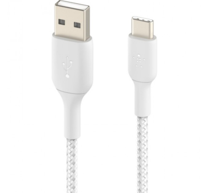 Дата кабель USB 2.0 AM to Type-C 1.0m BRAIDED white Belkin (CAB002BT1MWH)