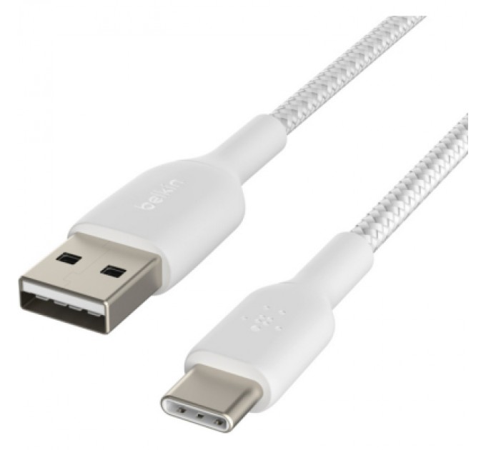 Дата кабель USB 2.0 AM to Type-C 1.0m BRAIDED white Belkin (CAB002BT1MWH)