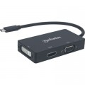 Intracom Концентратор Intracom USB3.1 Type-C to HDMI/DVI-I/VGA Black Manhattan (152983)