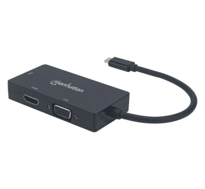 Intracom Концентратор Intracom USB3.1 Type-C to HDMI/DVI-I/VGA Black Manhattan (152983)