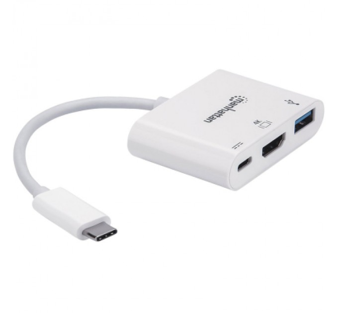 Intracom Концентратор Intracom USB3.1 Type-C to HDMI/USB 3.0/PD 60W 4-in-1 White Manhattan (152945)