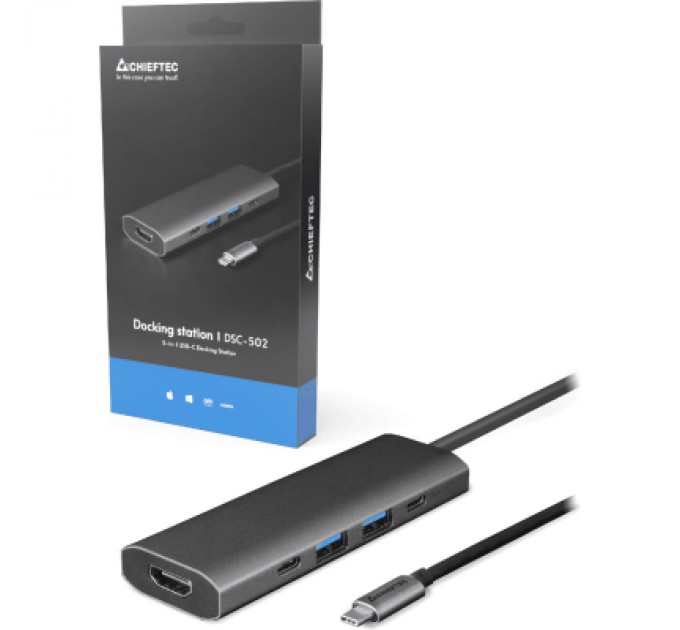 Chieftec Концентратор Chieftec USB3.2 Type-C to HDMI/USB 3.2x2/USB-C/PD 80W 5-in-1 DSC-502 (DSC-502)