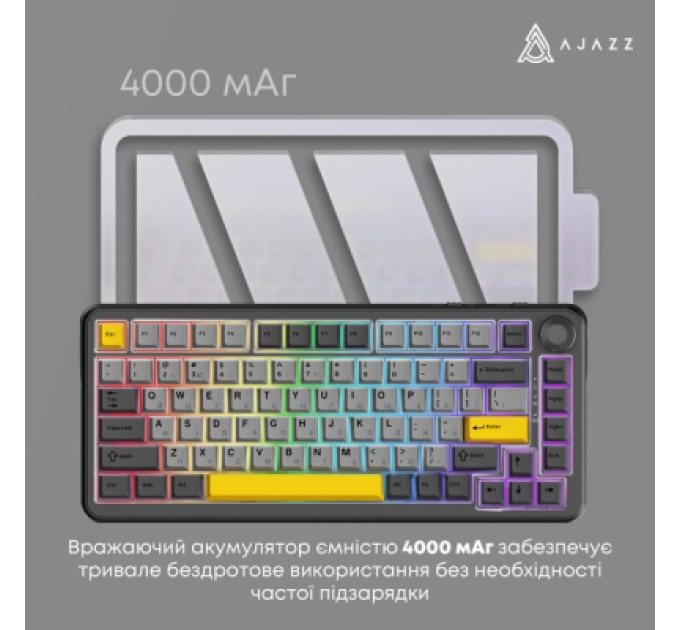 Ajazz Клавіатура Ajazz AK820 MAX PLUS Daydream Switch RGB Wireless/Bluetooth/USB Black (AK820MAX-DD-BGY)