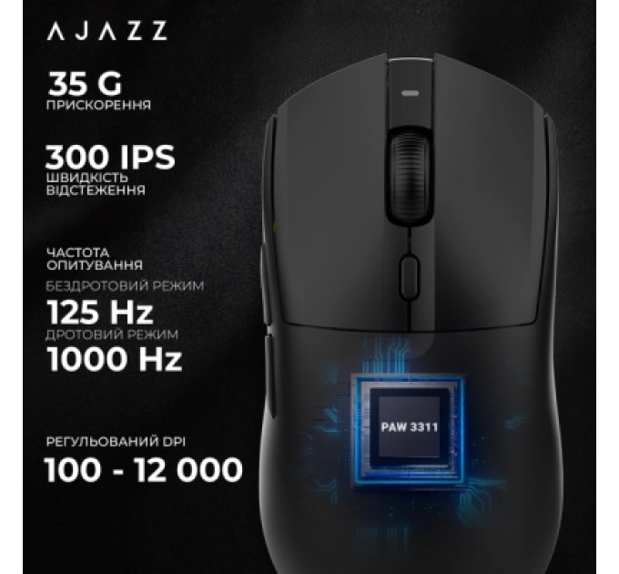 Ajazz Мишка Ajazz AJ139 V2 MC Wireless/Bluetooth/USB Black (AJ139-V2-MC-B)