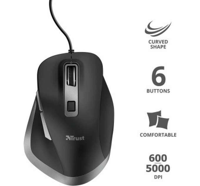 Trust Мишка Trust Fyda Comfortable ECO USB Black-GREY (24728)