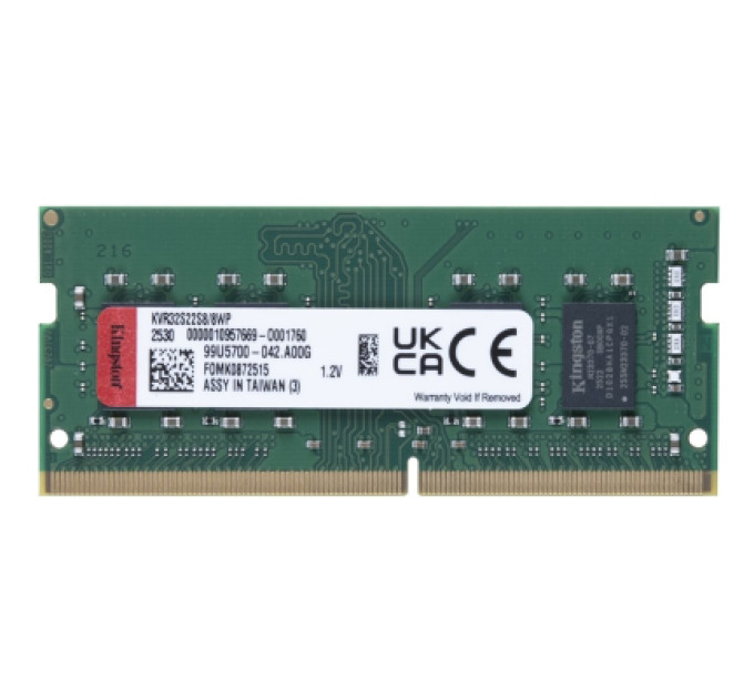 Kingston Модуль пам'яті для ноутбука SoDIMM DDR4 8GB 3200 MHz Kingston (KVR32S22S8/8WP)