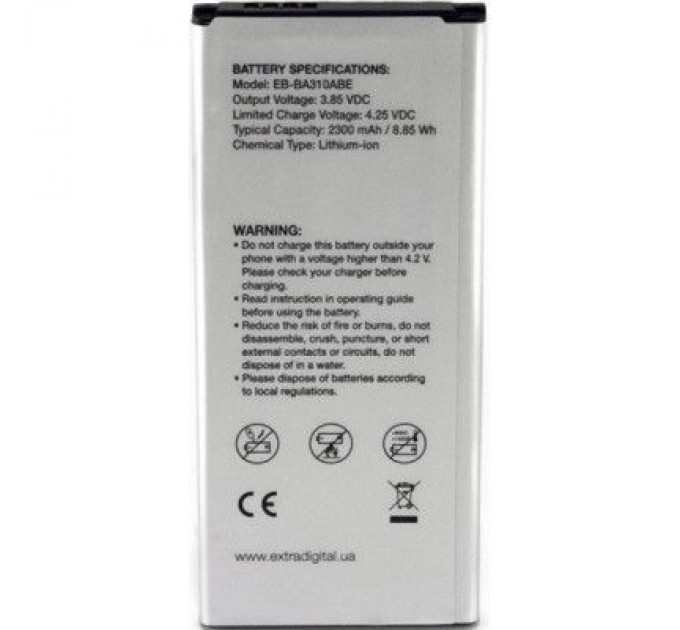 Акумуляторна батарея Extradigital Samsung Galaxy A3 2016 Duos (EB-BA110ABE) 2300 mAh (BMS6423)