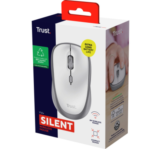 Trust Мишка Trust Yvi+ Silent Wireless/Bluetooth White (25513)