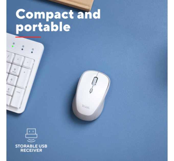 Trust Мишка Trust Yvi+ Silent Wireless/Bluetooth White (25513)