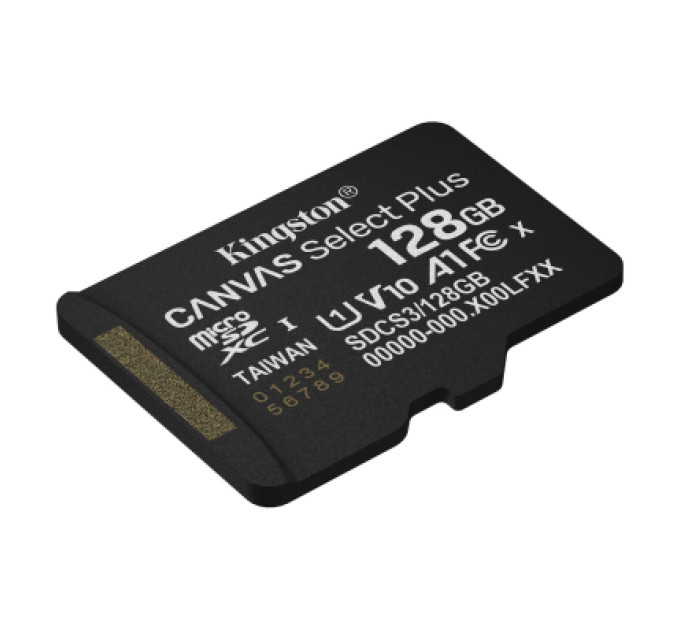 Kingston Карта пам'яті Kingston 128GB microSDXC class 10 UHS-I V10 A1 Canvas Select Plus (SDCS3/128GBSP)