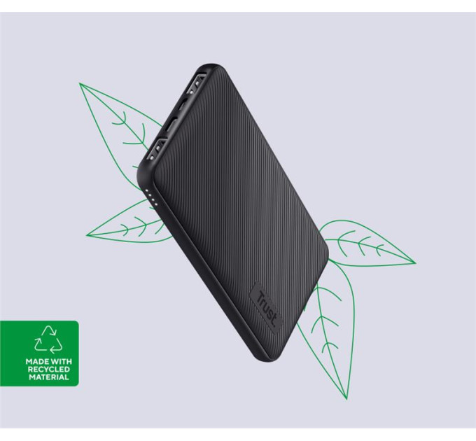 Trust Батарея універсальна Trust 10000mAh Primo ECO, 2хUSB-A/USB-C, 15W, black (24678_TRUST)