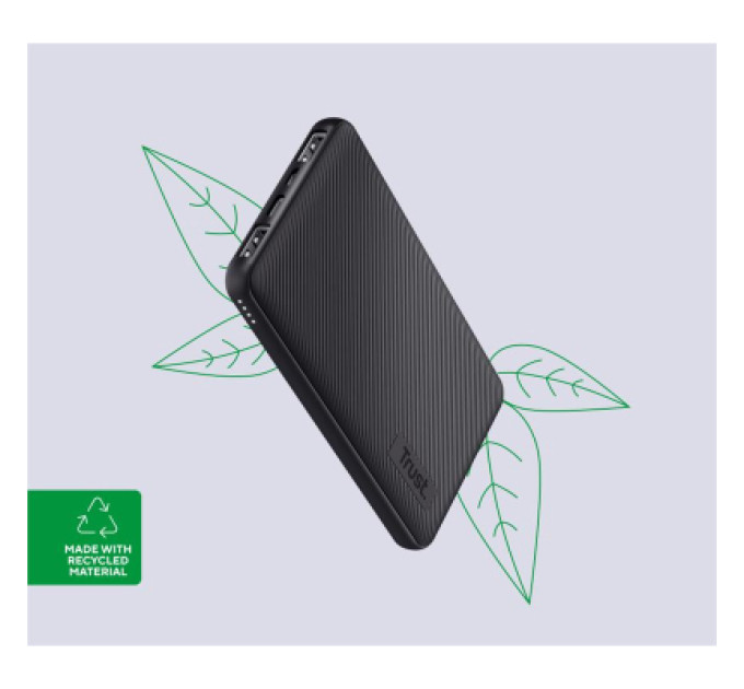 Trust Батарея універсальна Trust 10000mAh Primo ECO, 2хUSB-A/USB-C, 15W, black (24678_TRUST)