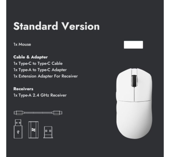 Lemokey Мишка Lemokey G1 USB-A/USB-C/Wireless 8K White (G1-A2)