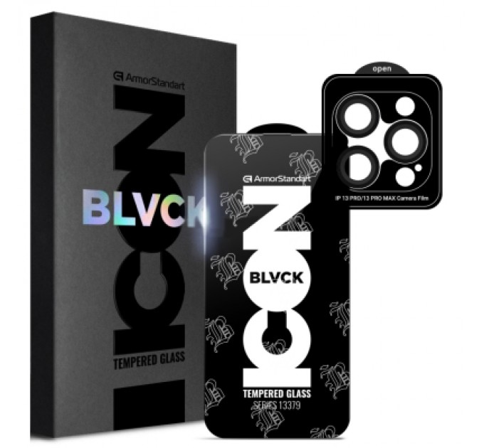 Скло захисне Armorstandart Supreme Plus Black Icon Apple iPhone 13 Pro Max (ARM68070)