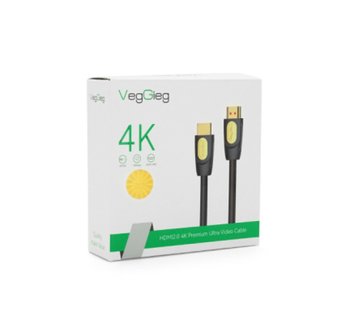 VEGGIEG Кабель мультимедійний HDMI M to HDMI M 5.0m V2.0 4K UHD black VEGGIEG (YT-HDMI(M)/(M)HA-5/19714)