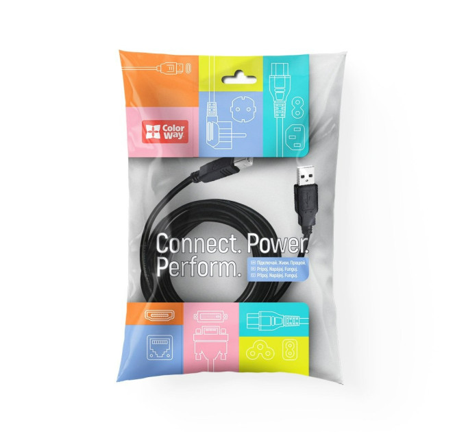 ColorWay Кабель ColorWay USB - USB Type-B V 2.0 (M/M), 2 м, Black (CW-CBUB072-BK)
