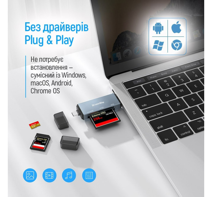 ColorWay Картрідер ColorWay 3-в-1 Gray (CW-CR-01)