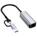ColorWay Мережевий адаптер ColorWay USB-A/USB-С 3.0 - RJ45 (CW-AD-CRG)