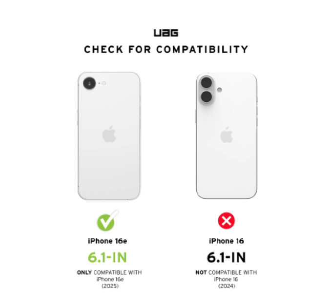 UAG Чохол до мобільного телефона UAG iPhone 16E (4th Gen, 2025) Essential Armor MagSafe Black (114496114040)