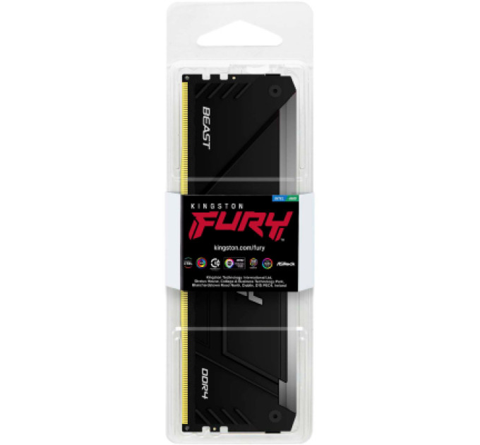 Kingston Fury (ex.HyperX) Модуль пам'яті для комп'ютера DDR4 16GB 3200 MHz Beast RGB Kingston Fury (ex.HyperX) (KF432C16BB12A/16WP)