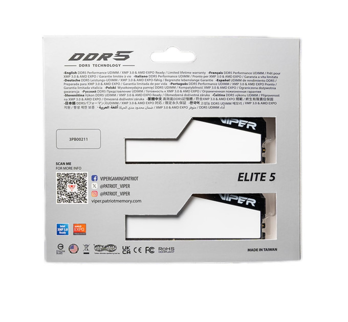 Patriot Модуль пам'яті для комп'ютера DDR5 64GB (2x32GB) 6400 MHz Viper Elite 5 Patriot (VEB564G6432KW)
