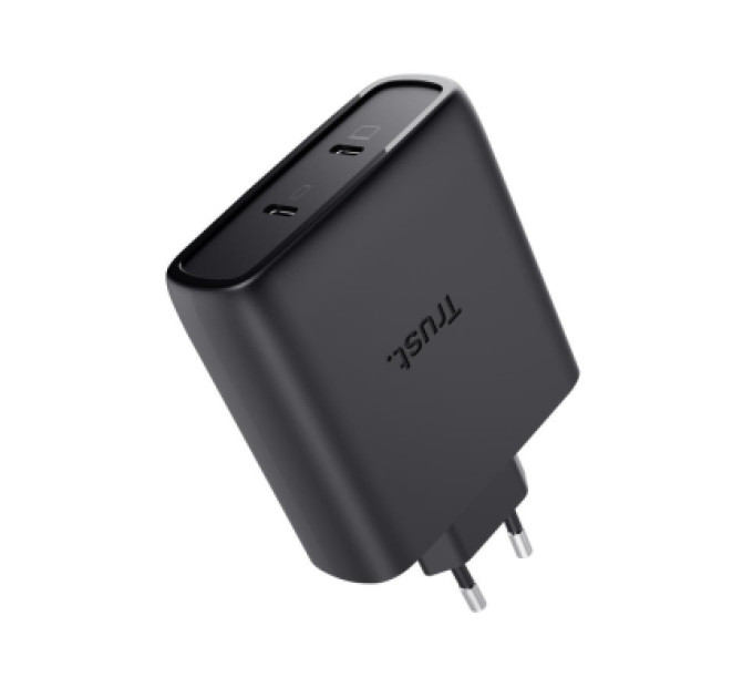 Trust Зарядний пристрій Trust 2xUSB-C 100W GaN PD/PPS black (25527_TRUST)