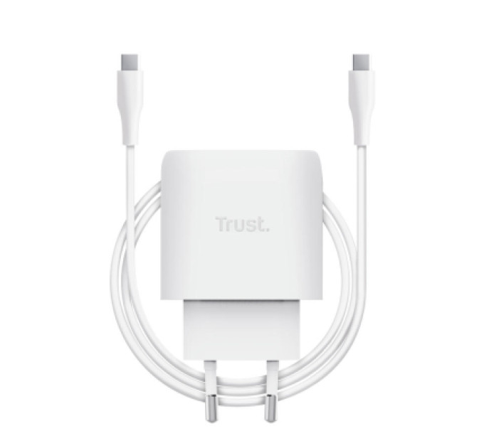 Trust Зарядний пристрій Trust USB-C 45W GaN PD/PPS white (25522_TRUST)