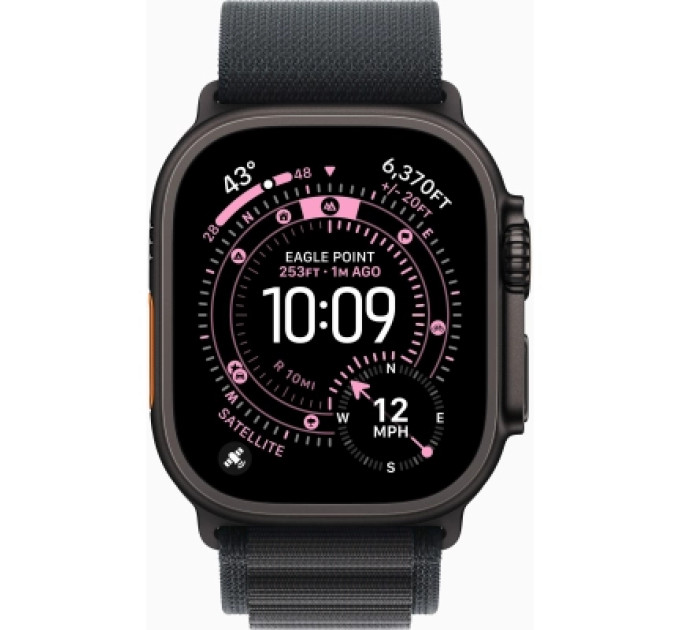 Apple Смарт-годинник Apple Watch Ultra 3 GPS + Cellular 49mm Black Titanium Case with Black Alpine Loop - Small (MF0Q4QP/A)