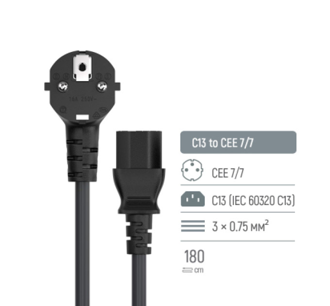 ColorWay Кабель живлення C13 1.8m black ColorWay (CW-CBP082-BK)