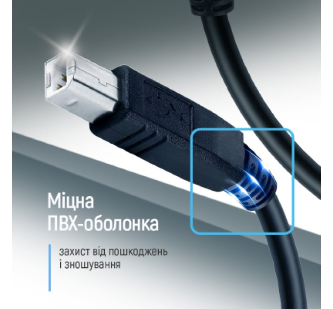ColorWay Кабель для принтера USB 2.0 AM/BM 2.0m black ColorWay (CW-CBUB072-BK)