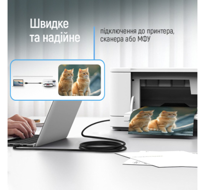 ColorWay Кабель для принтера USB 2.0 AM/BM 2.0m black ColorWay (CW-CBUB072-BK)